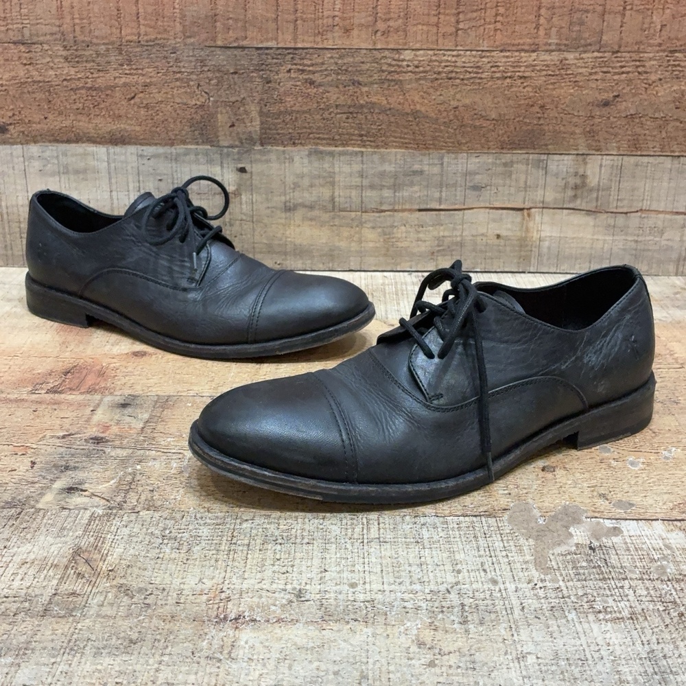 Frye Shoes Mens Size 8.5 41.5 Black Leather Cap Toe Derby Dress 3482300-BLK
